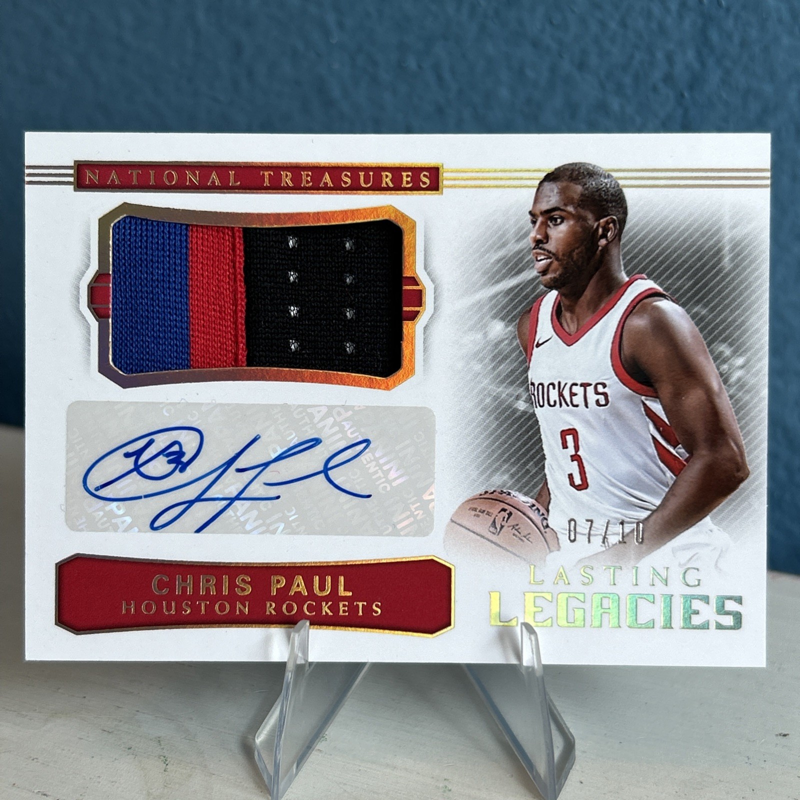 Chris Paul 2017-18 National Treasures Lasting Legacies Patch Auto #7/10 Rockets