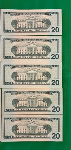 New Uncirculated TWENTY Dollar Bills $20  Series 2017A Sequential $200 Lot of 10 - Picture 9 of 13