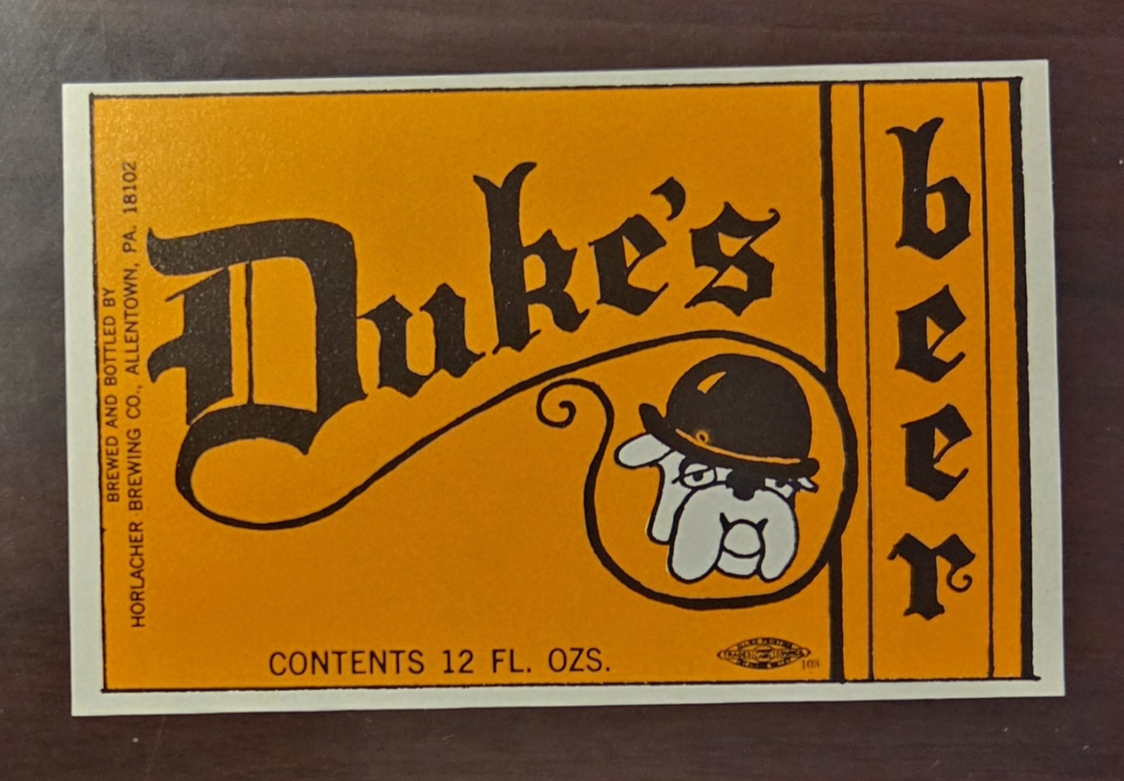 Duke's Beer Label Horlacher Brewing Allentown Pennsylvania | eBay