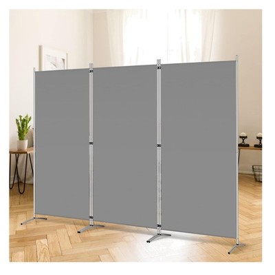 Versatile 3 Panel Folding Privacy Screen - 102''W x 71''H - Modern Grey Design