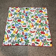 Handmade Kids Blanket jungle-themed quilt with cartoon animals and foliage 