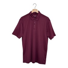 Port Authority Mens Large L Polo Shirt Moisture Wicking Silk Touch Burgundy Red
