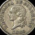 1886 Colombia Five 5 Centavos Coin KM# 183 Lot D4-9 Within Wreath Large Top 5 — photo 5