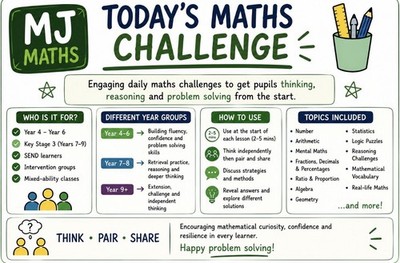 Editierbare Mathe Challenge PowerPoint rund 60 Aufgaben KS2 KS3 SENDEN mit Antworten