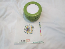 'B' FLORAL-LEE-HANDPAINTED NEEDLEPOINT CANVAS-LEE ROUND BOX