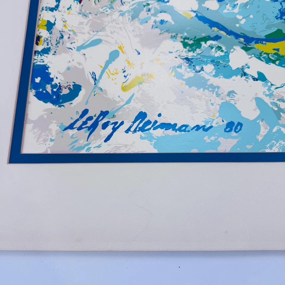 Placa Serigráfica Leroy Neiman Firmada Esquiador Impresión Enmarcada 29"x22.5" Necesita Marco Foto 2 de 4