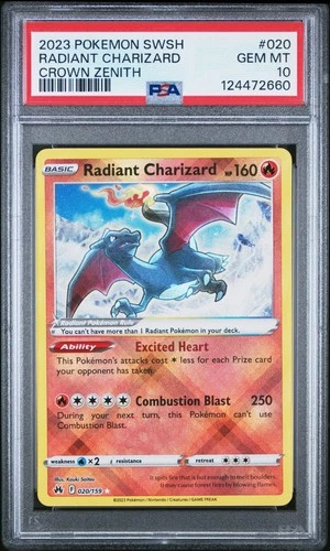 2023 POKEMON SWORD & SHIELD CROWN ZENITH #020 RADIANT CHARIZARD PSA 10
