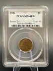 1924 LINCOLN WHEAT CENT PCGS MS64RB Nice Color!