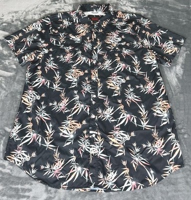 ROCK & ROLL DENIM Mens Short Sleeve Pearl Snap Button  Hawaiian Shirt Size XL