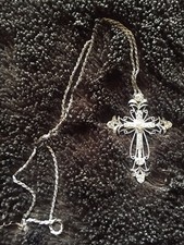 Long Rhinestone Cross Necklace
