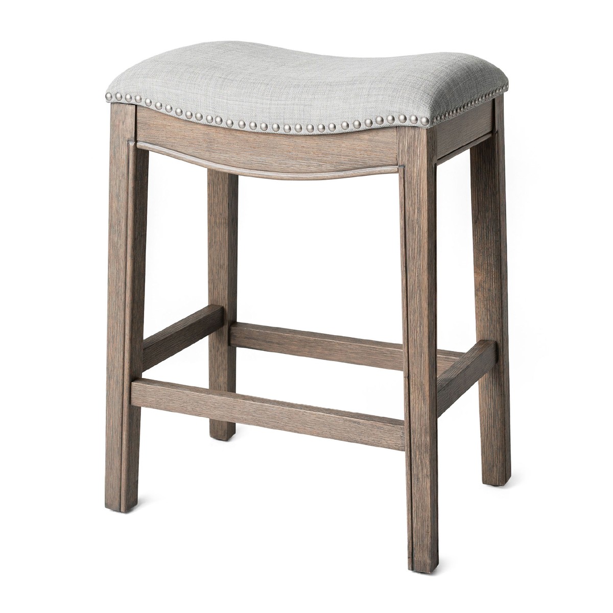 Maven Lane Adrien Backless Saddle Kitchen Counter Stool, Reclaimed