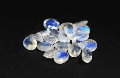 Natural Moonstone Oval Cabochon Loose Gemstone Blue Flash Stone For Jewelry