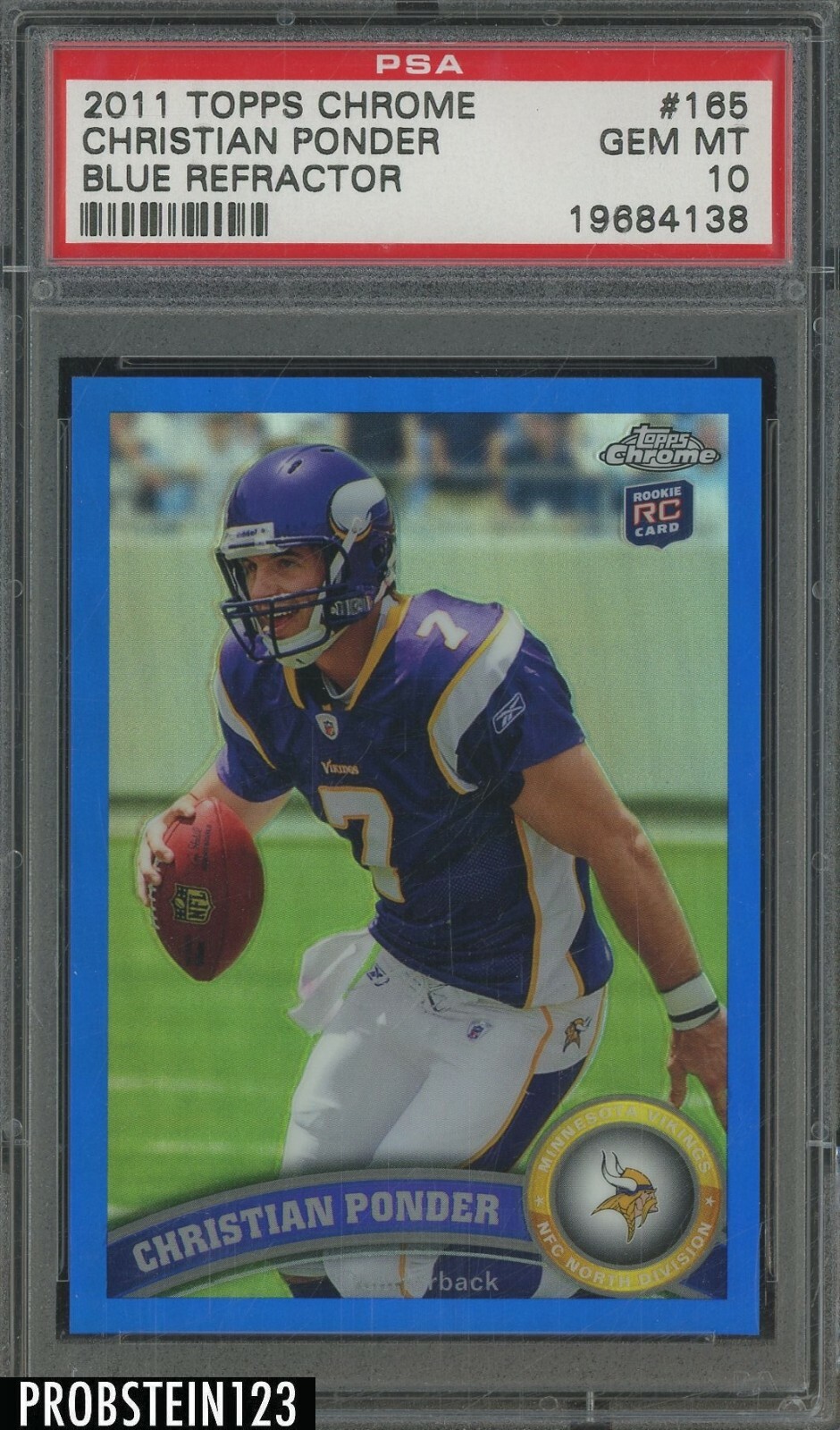 Christian Ponder Topps Chrome #165 Blue Refractor