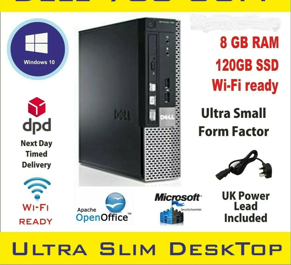 DELL OptiPlex 790 USFF Core i3-2nd 8GB RAM 120GB SSD WiFi Win10 Small Desktop PC - Image 2 of 4