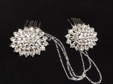 Designer Hair Pin Comb Crystal Rhinestone floral wedding bridal prom Cosplay