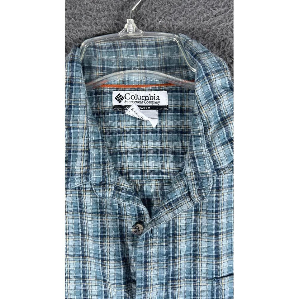 Columbia 男式格子纽扣休闲户外远足衬衫长袖 L 码 — 第 3/4 张图片