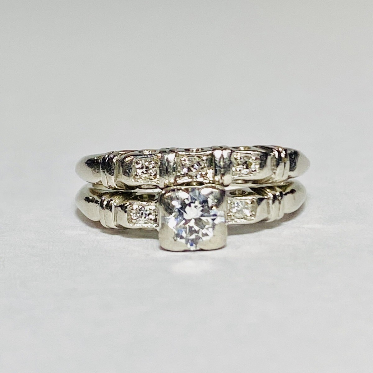 900 Platinum .31ctw Old Mine Cut Diamond Size 5 Engagement Wedding 
