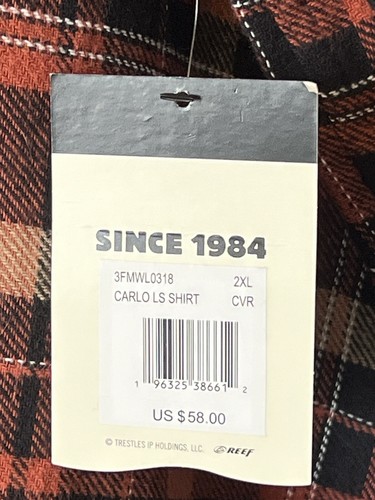 NWT MEN'S REEF CARLO TWILL FLANNEL SHIRT 2XL.BRAND NEW FOR 2022. Fall Shirt - Picture 6 of 24