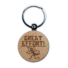 Great Effort Strong Ant Carrying Teacher Student Engraved Wood Round Keychain