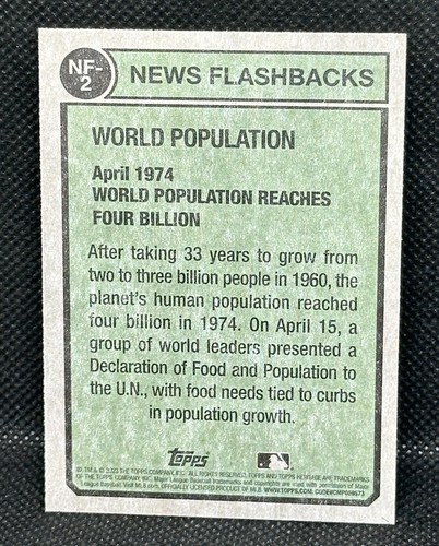 2023 Topps Heritage #NF-2 News Flasbacks World Population - Picture 2 of 2