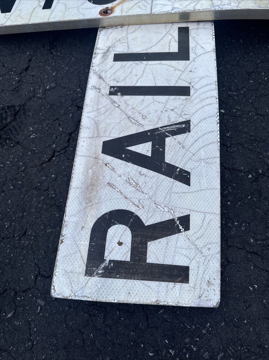 Vintage RAILROAD CROSSING Aluminum Cross Buck Sign Road Sign