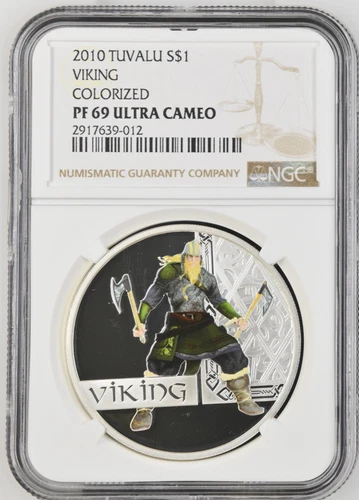 1 DOLLAR 2010 TUVALU VIKING  SILVER PROOF NGC PF69