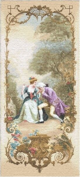 Lesson of Etiquette Lady Man Couple Romance Scene Tapestry Wall Hanging 66