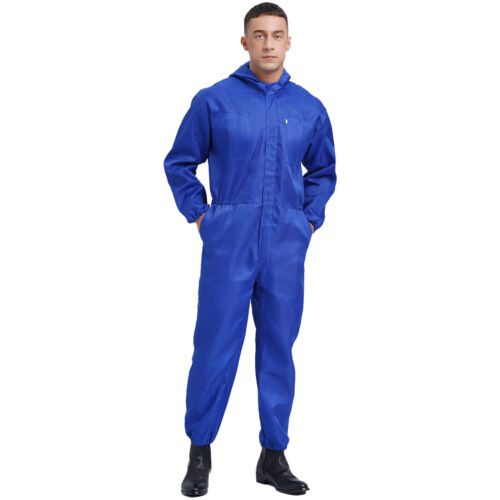 Mens Coverall Flame Jumpsuit Resistant Hooded Mechanic Dungarees Halloween Work - Picture 27 of 50