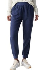 Faherty Arlie Day Pants Women Small Linen Blend Pull-on Joggers Stretch Navy