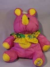 1987 Vintage Fisher Price Rhino Puffalump Plush Pink Rhinoceros Stuffed Animal