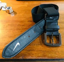 Vintage NIKE SWOOSH Slide 30" Adjustable Stretch Belt Black Chrome Buckle