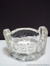 Vintage Salt Cellar Pail Bucket Handles Clear Pressed Glass Open Salt Dip Dish