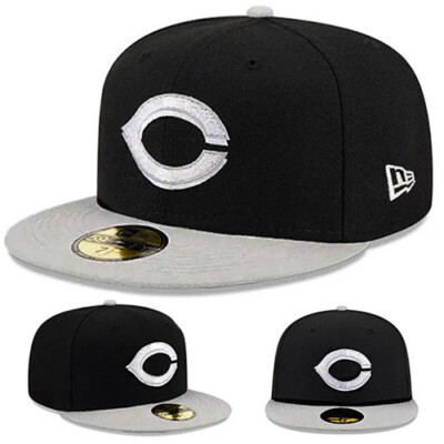 New Era Cincinnati Reds 5950 Fitted Hat MLB Basic 2Tone Color Black Gray Cap