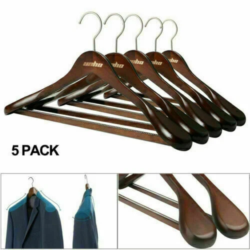 High-Grade Wide Shoulder Wooden Coat Hangers - Solid Wood Suit