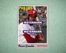 Oscar Gamble Philadelphia Phillies 1970 Style Custom Baseball Art Card
