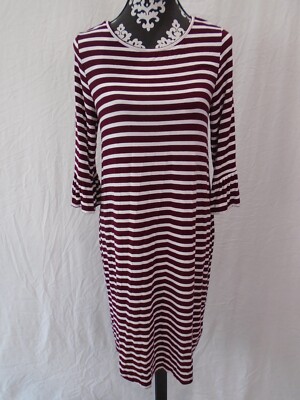 Les Amis Striped Dress Burgundy & White Size Medium Made In USA | eBay