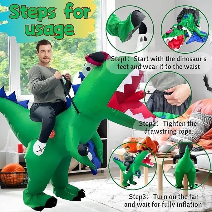 Disfraz de dinosaurio inflable para adulto disfraz de T-Rex inflable Foto 2 de 4
