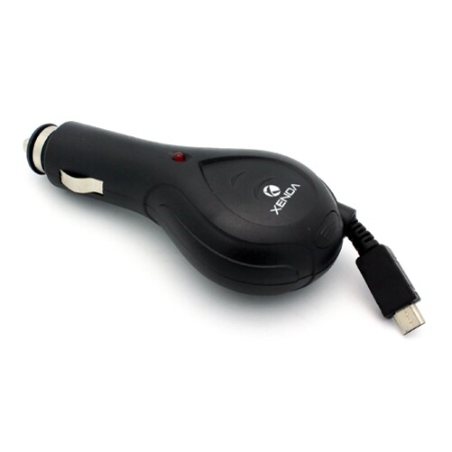 Retractable Car Charger MicroUSB DC Socket Power Adapter for Cell Phones