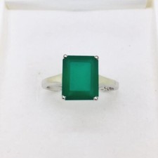 Green Onyx Octagon SHape Gemstone Ring For Women 925 Silver ring For Her