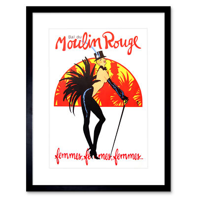 Burlesque Moulin Rouge Paris Mädchen Gerahmter Kunstdruck 18x23 cm