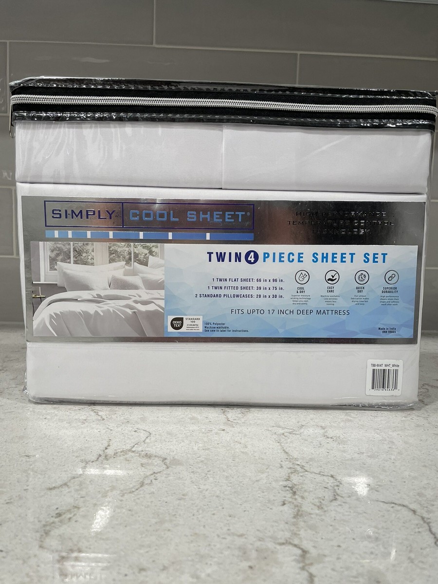 4 Pc TWIN Simply Cool Cool & Dry Comfort Fabric Sheet Set