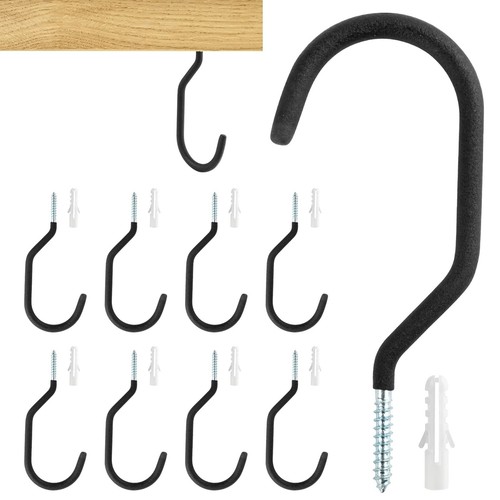 10 Garage Hooks Bike Hooks - Heavy Duty Garage Rack Wall Mount Storage J Hooks H