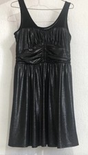 Topshop Size 10 Dress Black Silver Shiny Party Evening Dress 