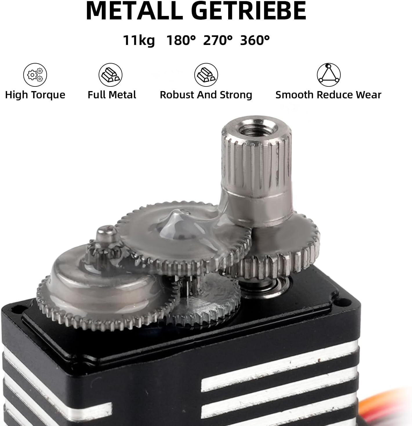 11KG Micro Digital Servo 0.06s 8.4V HV 180/270/360° Metal Gear for 1/10 RC Truck