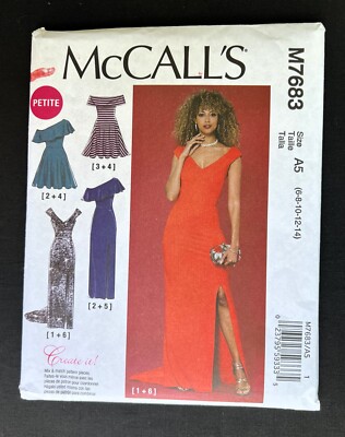 McCall's 7683 Misses Dress for Stretch Fabrics Easy Sew 2017 Pattern 6-14 Uncut