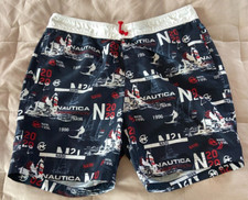 Nautica Competition Men's Multicolor Graphic Lined Swim Trunks Size L