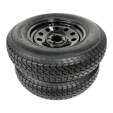 2-pk Trailer Tire On Black Wheel Modular Rim St20575d15 Lrc 5 Lug 5x4.5