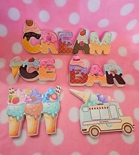 Ice Cream Bar Party Wooden Cute Decorations. New Condition. 