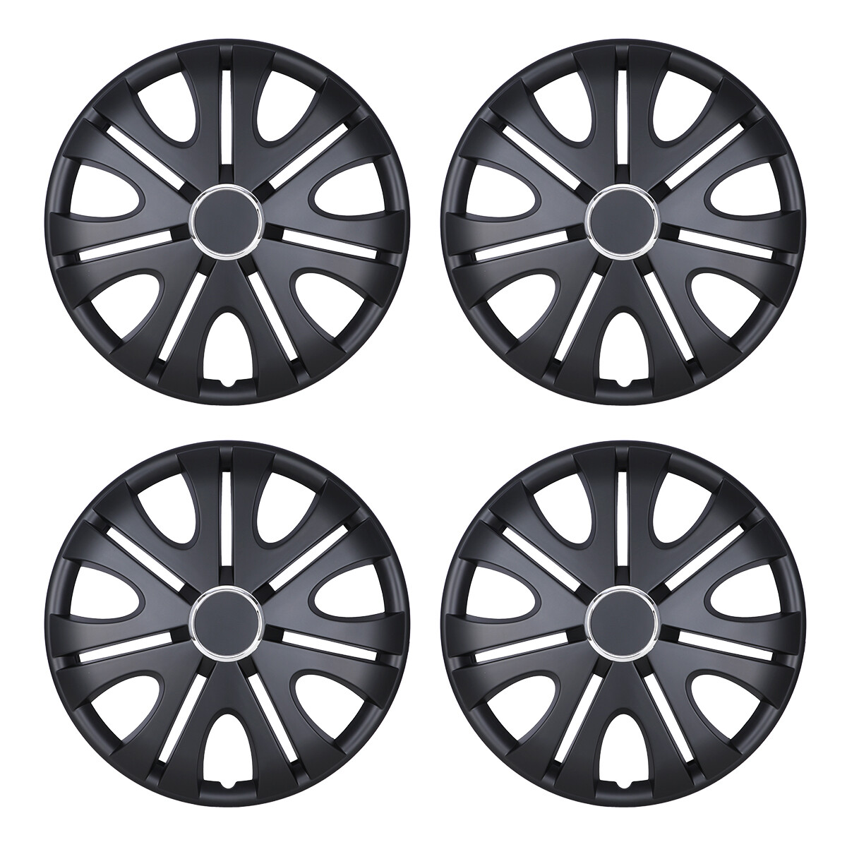 4PCS 14-Inch Black Matte Hubcaps for Chevy Toyota Nissan R14 Snap-On Wheel Covers