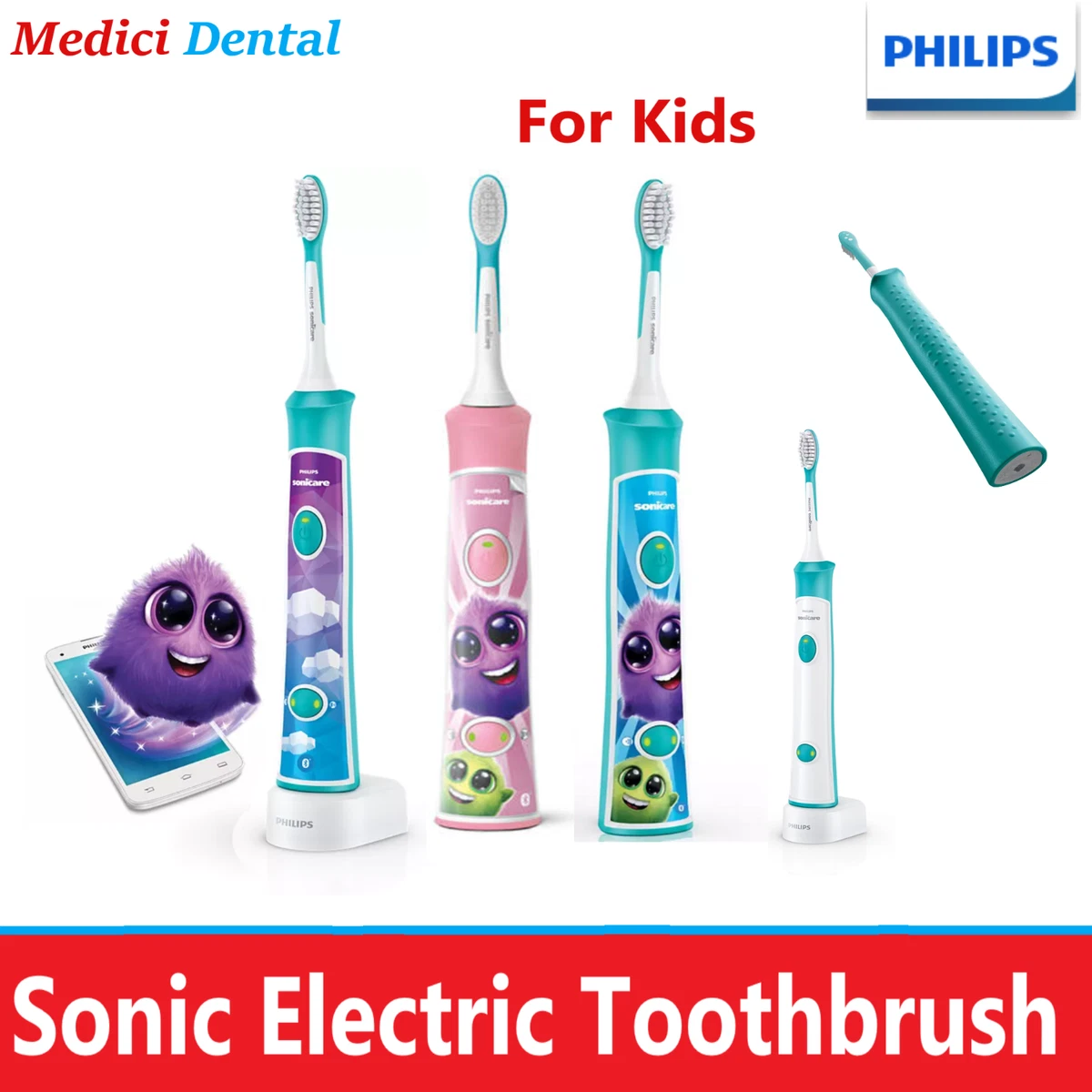 Dental Philips Sonicare For Kids Sonic Electric Toothbrush Built in Bluetooth